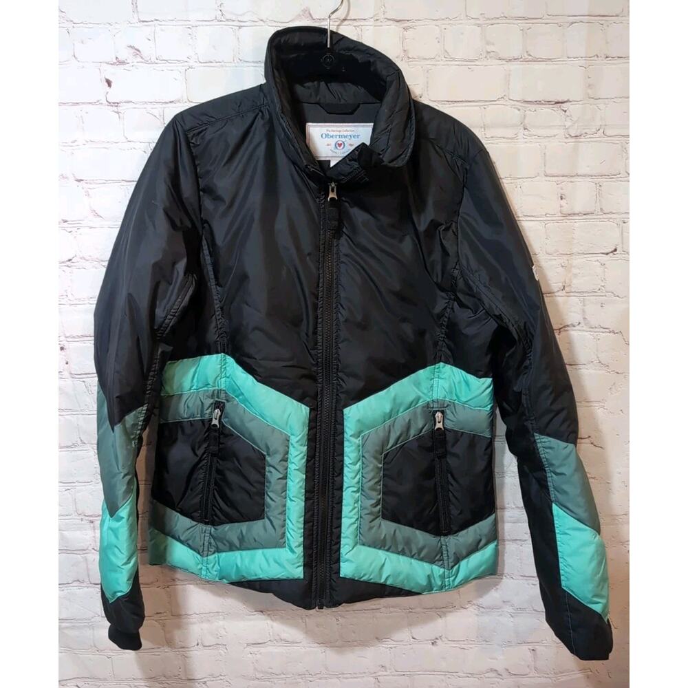 Obermeyer Black and Teal Puffer Jacket